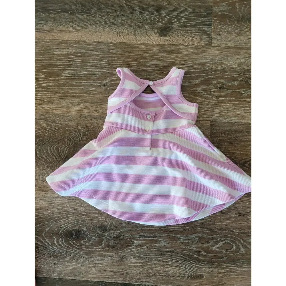 Janie and Jack Baby Girl Purple Striped Dress 3-6 months NEW Back Peep Cutout #8